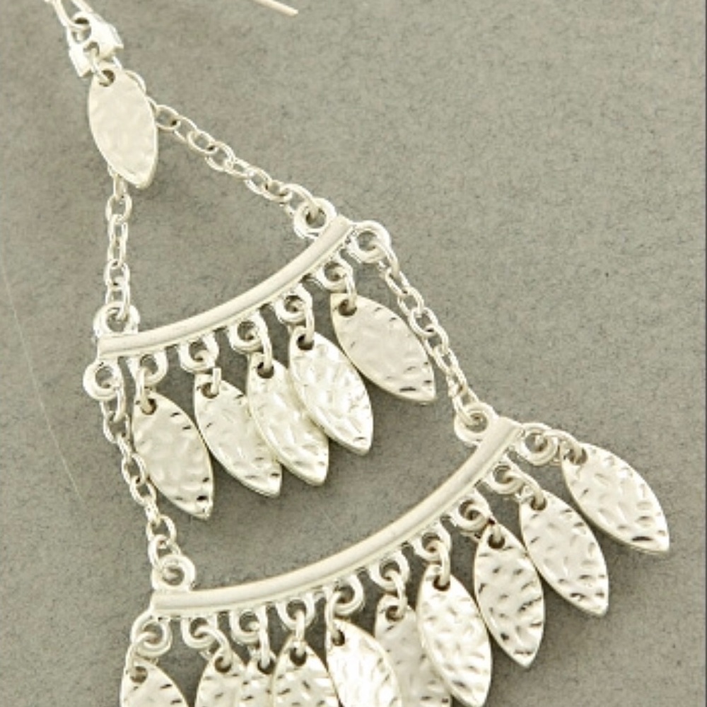 Gypsy boho silver dangle earrings - Picture 2 of 2